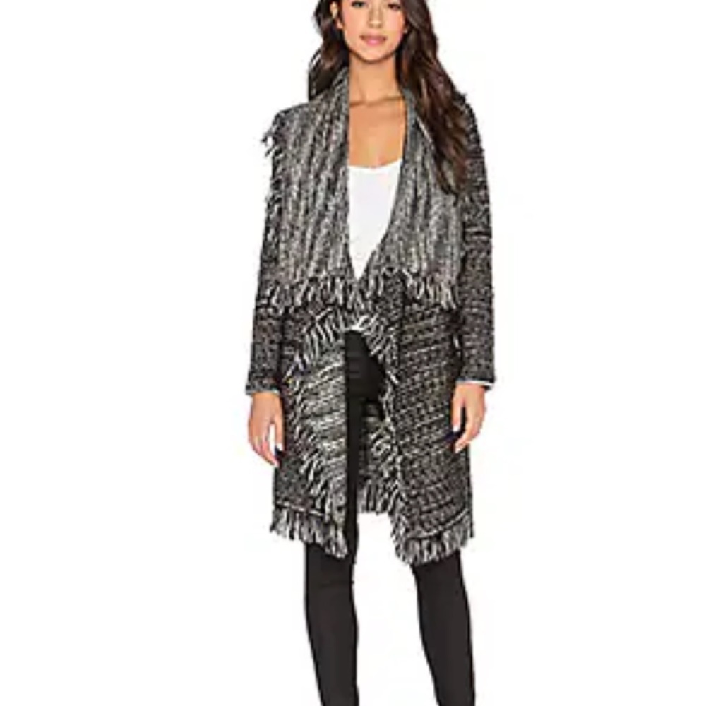 Vince Revolve Frayed Edge Drape Front Wool Cardigan Sweater